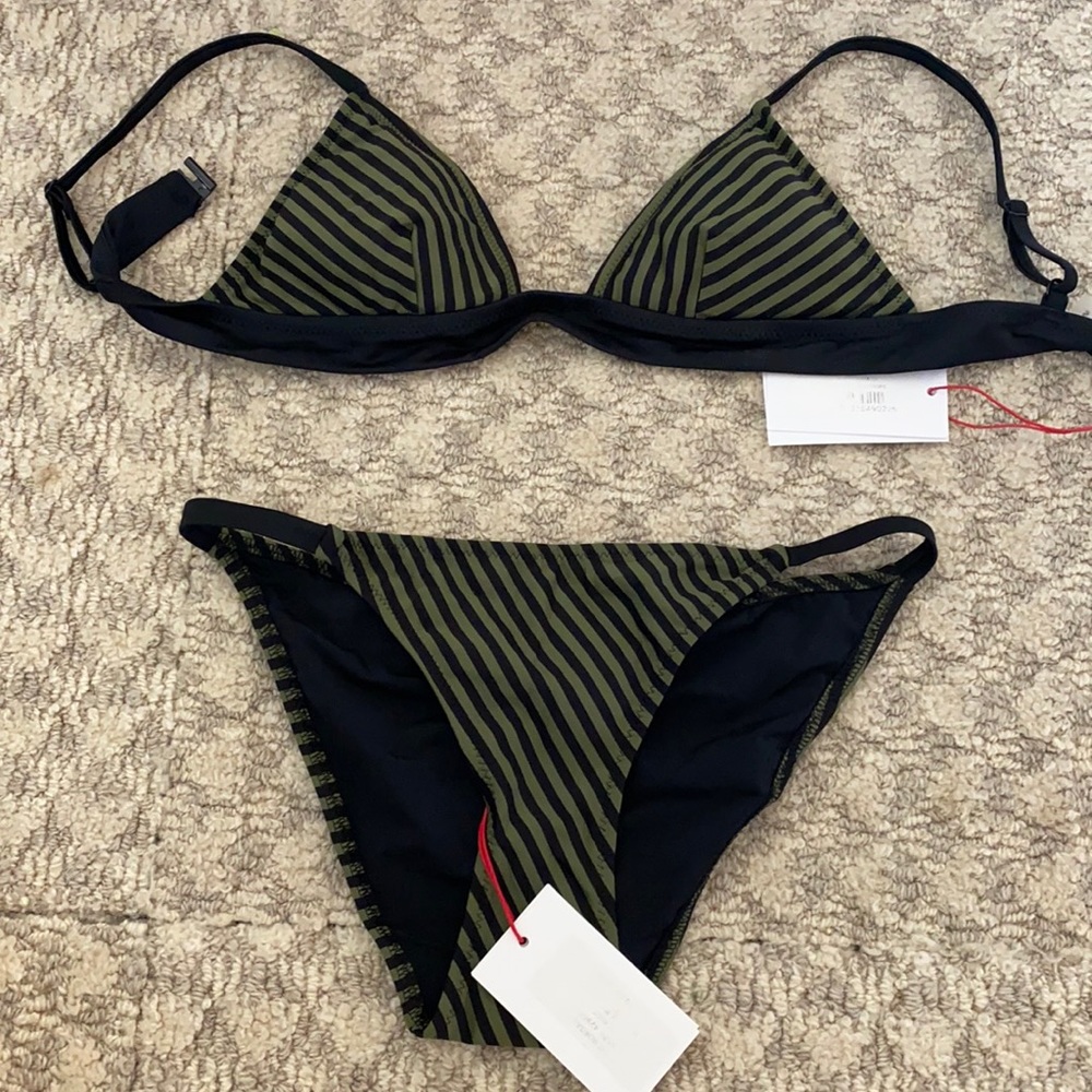 Bnwt Solid & Striped Bikini - image 1
